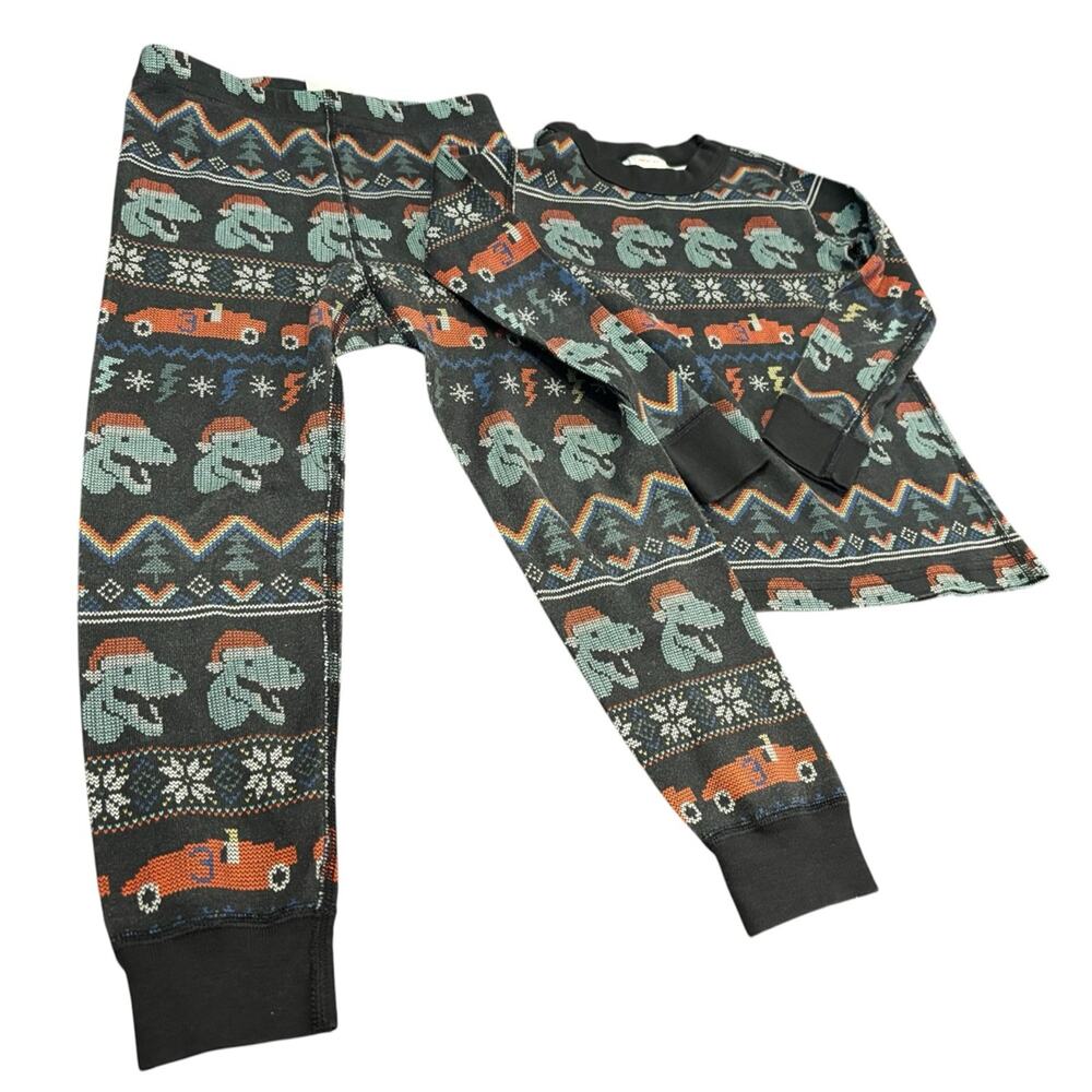 Hanna Andersson boys 100/4 Christmas pajamas with dinosaurs and cars